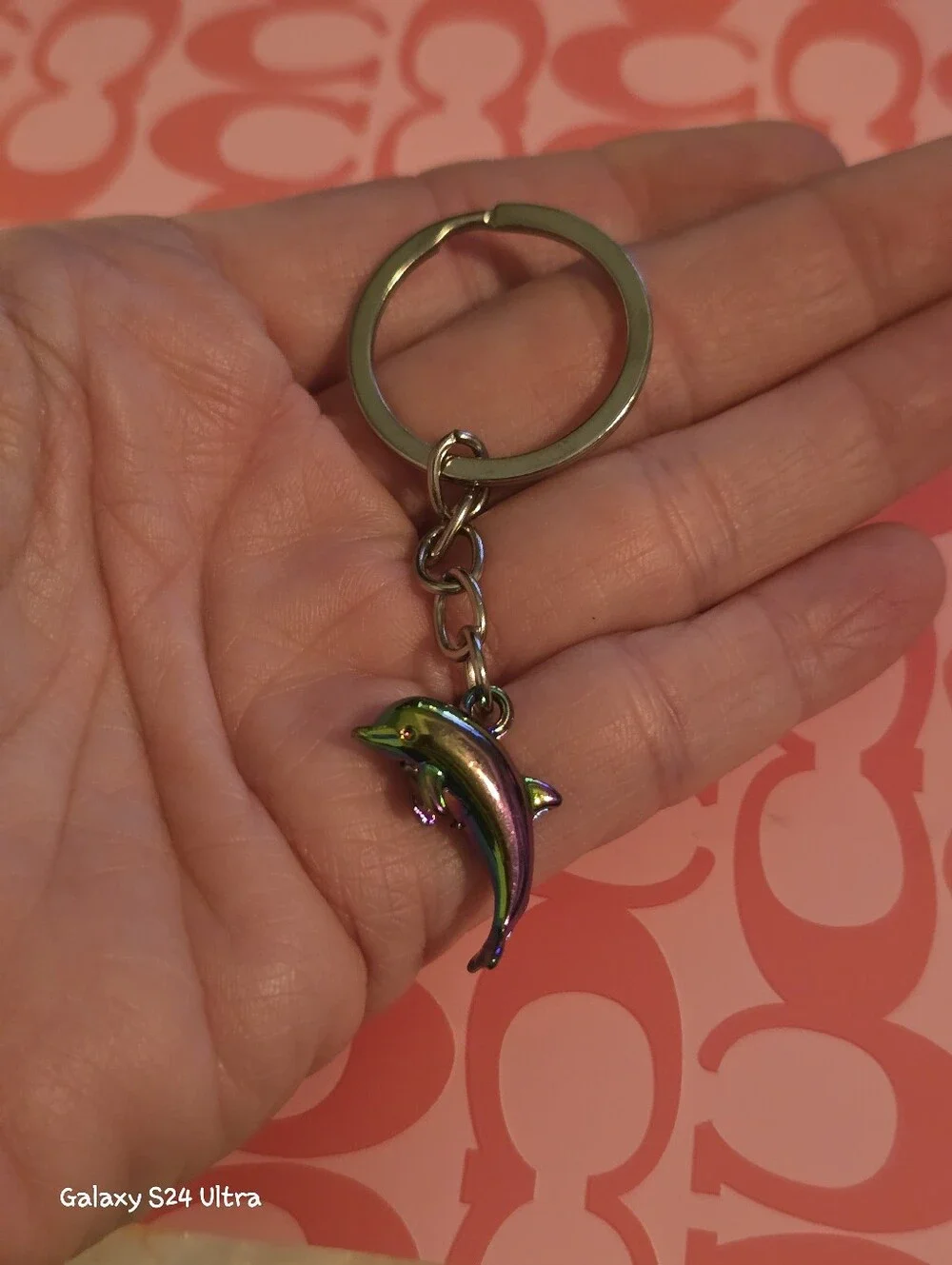 Tiny Rainbow Metallic Dolphin Bag Charm/ Keychain NEW